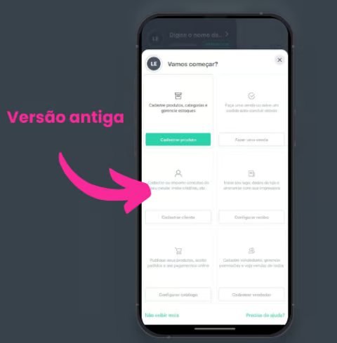 Versão antiga da home do app Kyte